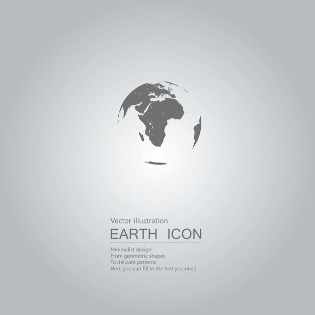 vector drawn globe icon. the background is a gray gradient.