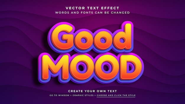 Vector Editable 3D yellow orange text effect Good mood promotion sale graphic style