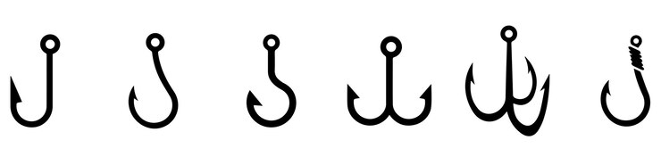 Vektor vector fishing hooks for hanging lures isolate on white backgroundeps 10