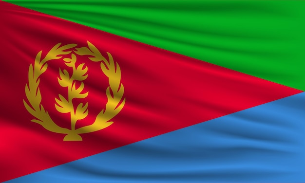 Vector flag of Eritrea with a palm