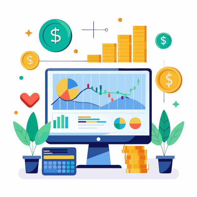 Vector forex trading chart background exchange