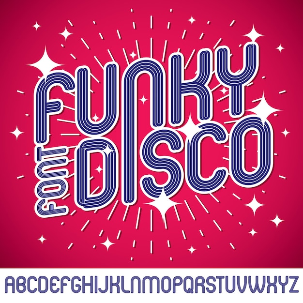 vector funky upper case english alphabet letters collection, can be used in poster art creation for discotheque of 70s and 80s