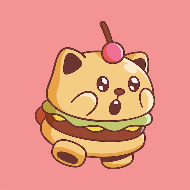 Vector Hamburger Cat cute Hamburger cat shape character cartoon illustration
