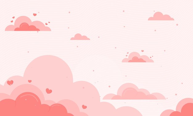 Vector hand drawn valentines day red background