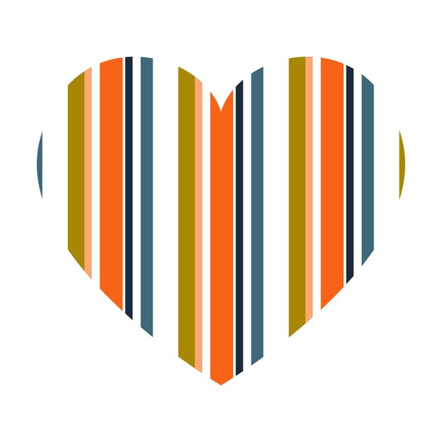 Vector heart with vertical stripes pattern