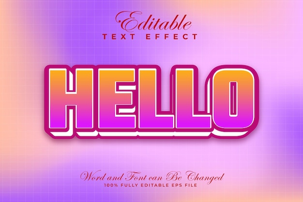 vector hello 3d editable text effect