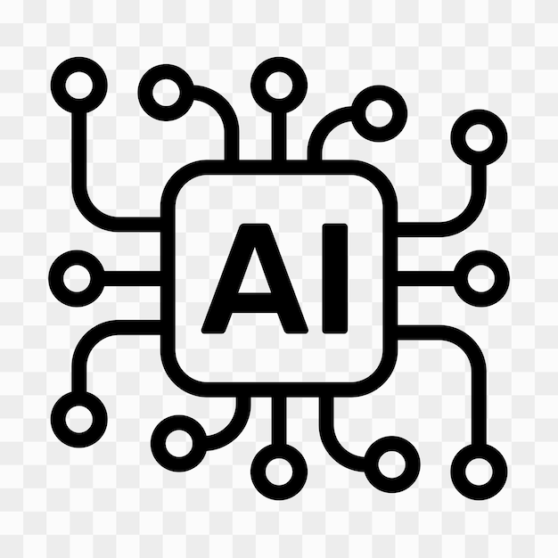 Vector Icon Artificial intelligence AI processor chip simple line