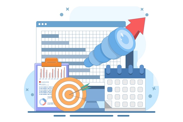 vector illustration about Business vision concept or realizing the companys mission