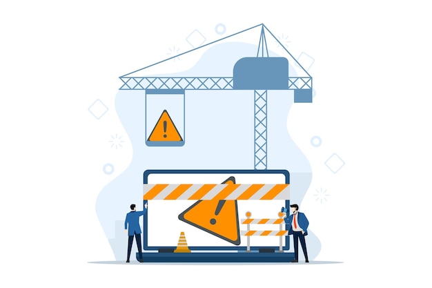 vector illustration about Concept of website maintenance or Software system under maintenance