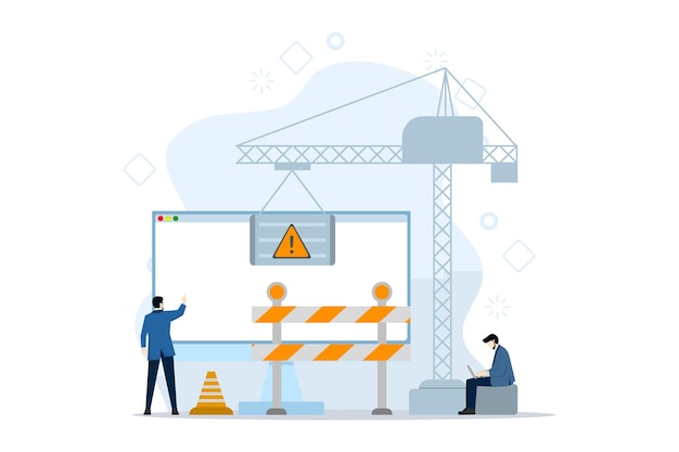 vector illustration about Concept of website maintenance or Software system under maintenance