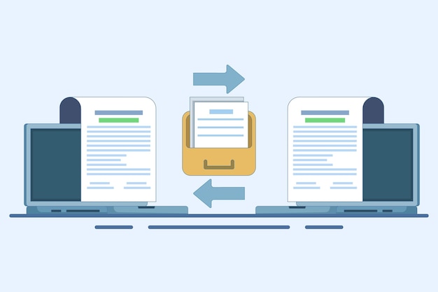 vector illustration about Document Collaboration concept or online file exchange