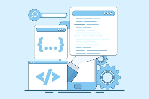 vector illustration about Programming Concept or Software development and programming