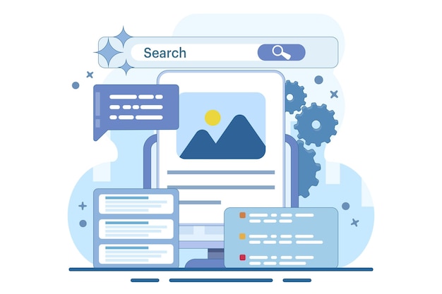 vector illustration about Search concept using AI technology