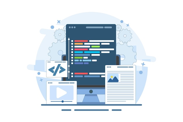 vector illustration about web design user interface prototype testing concept on local server