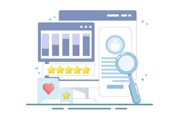 vector illustration customer analysis software concept or business intelligence or website report