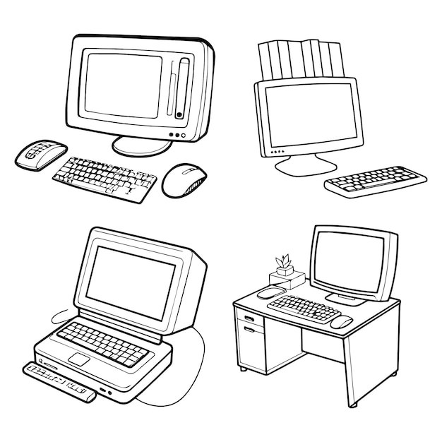 vector illustration design of computer work place