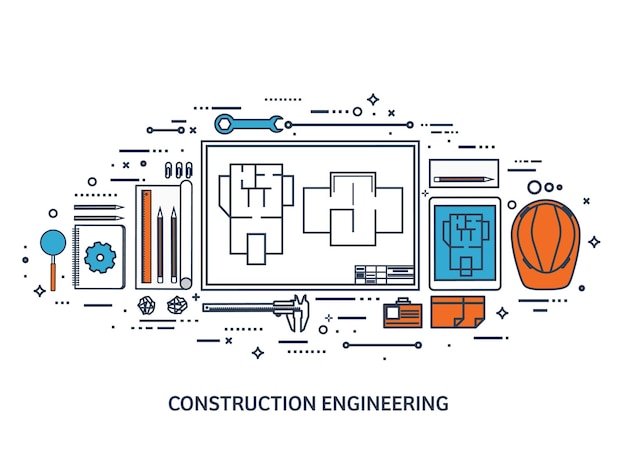 vector illustration engineering and architecture drawing construction architectural project design