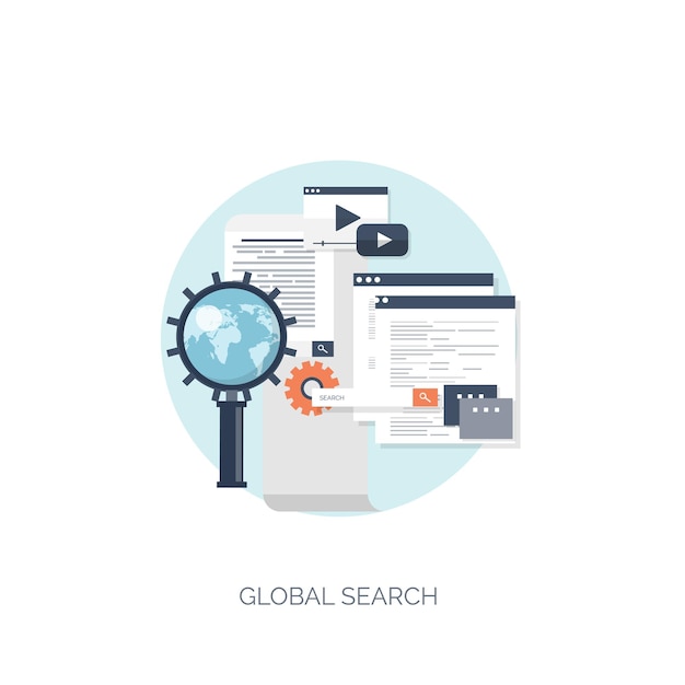 Vector illustration flat computing background programming coding web development and search seo