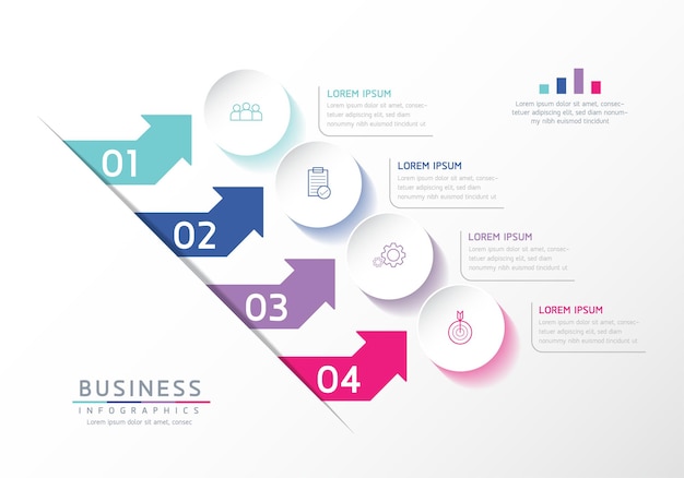 Vector illustration infographics design template business information presentation chart with 4 options or steps