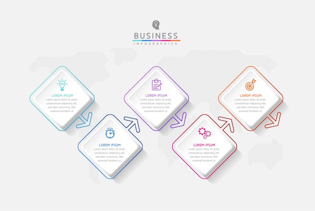 vector illustration infographics design template marketing information with 5 options or steps