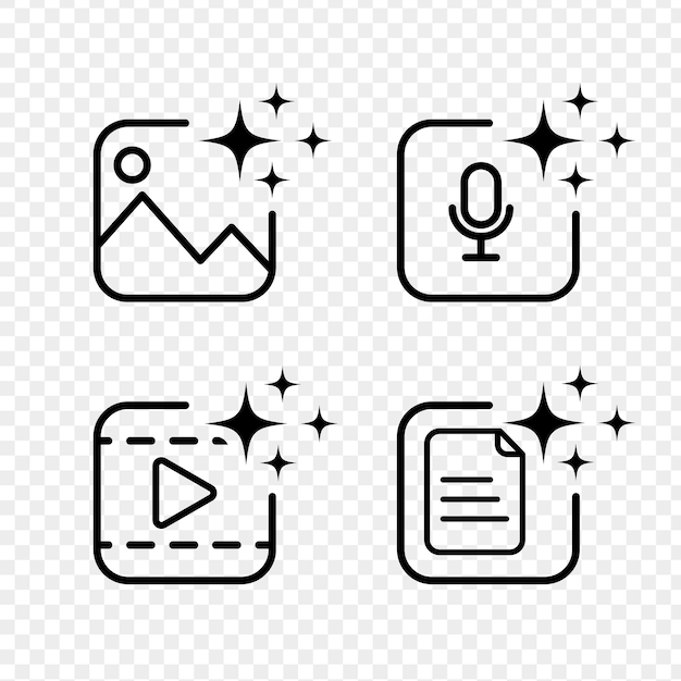 Vector illustration of Ai image generate icon set isolated on transparent background