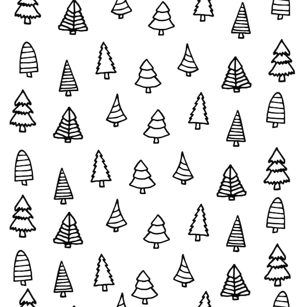 Vector illustration of Christmas trees on a white background for interior print wallpaper covers New Year Christmas holidays