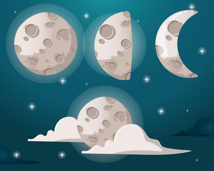 Vektor vector illustration of full moon close up and around the stars free vector