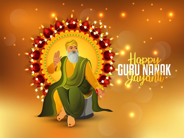 vector illustration of guru nanak dev ji for happy gurpurab