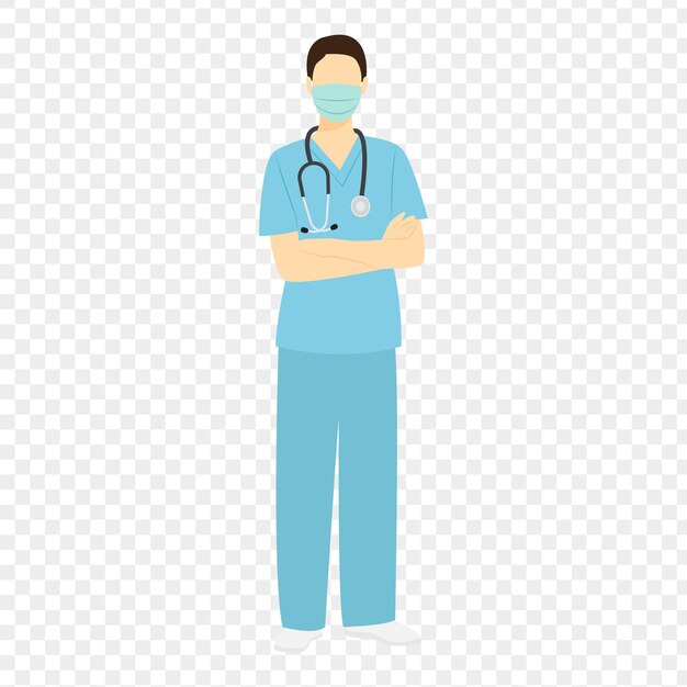 Vector illustration of hospital nurse on transparent background