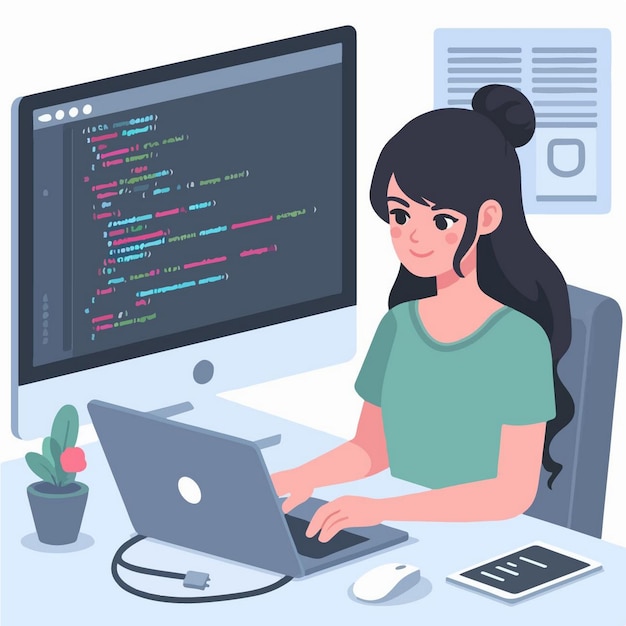 vector illustration of programmer in flat design style