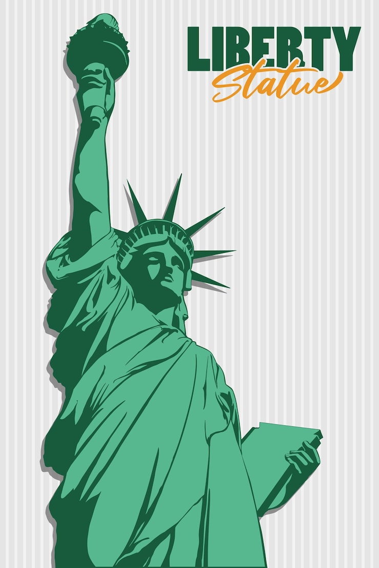 Vektor vector illustration of the statue of liberty with the theme of 4th american independence day