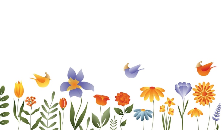 Vektor vector illustrations banner postcards floral theme spring and summer stylish trendy illustrations