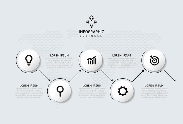 Vector infographic business presentation template with circular interconnection with 5 options
