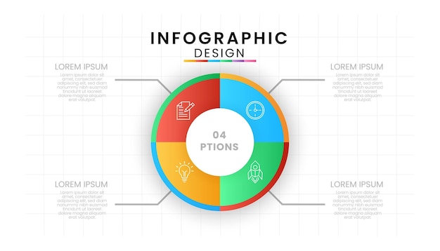vector infographic circular design label with icons template business concept with 4 steps
