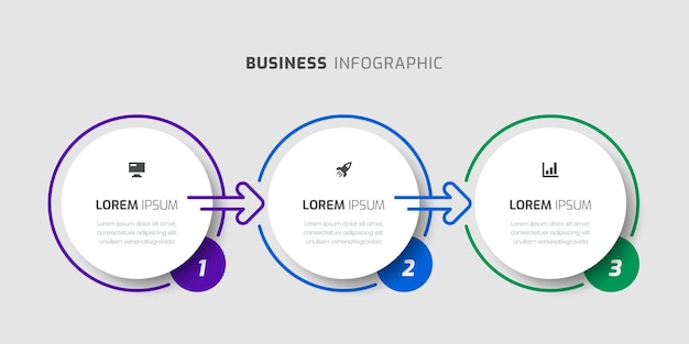 Vector Infographic Label Design Template with Arrow Icons and 3 Numbers for Presentation