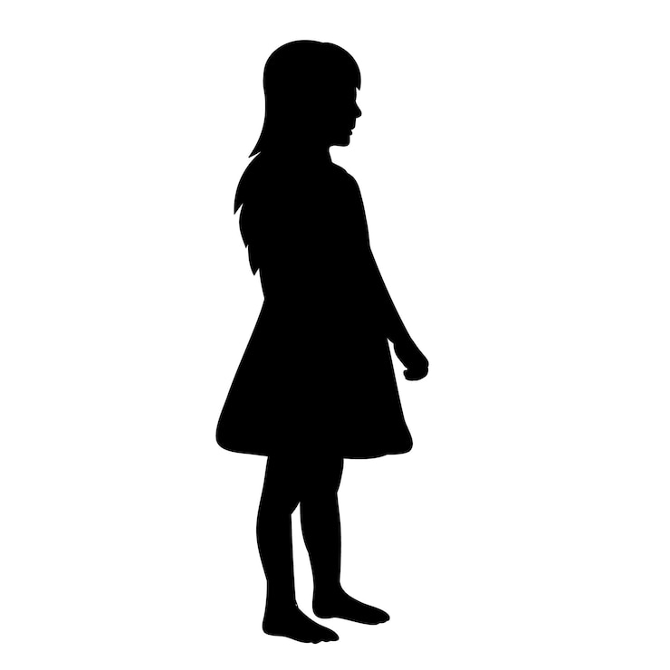 Vektor vector isolated black silhouette of a child girl on a white background