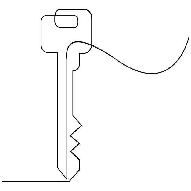 Vector Key in one continuous line art drawing style metal key shape design minimalist