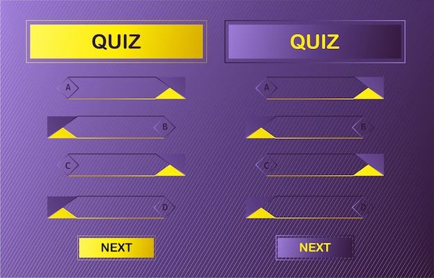 Vector layout of the quiz question with choice of text menu Gradient template of game menu TV show