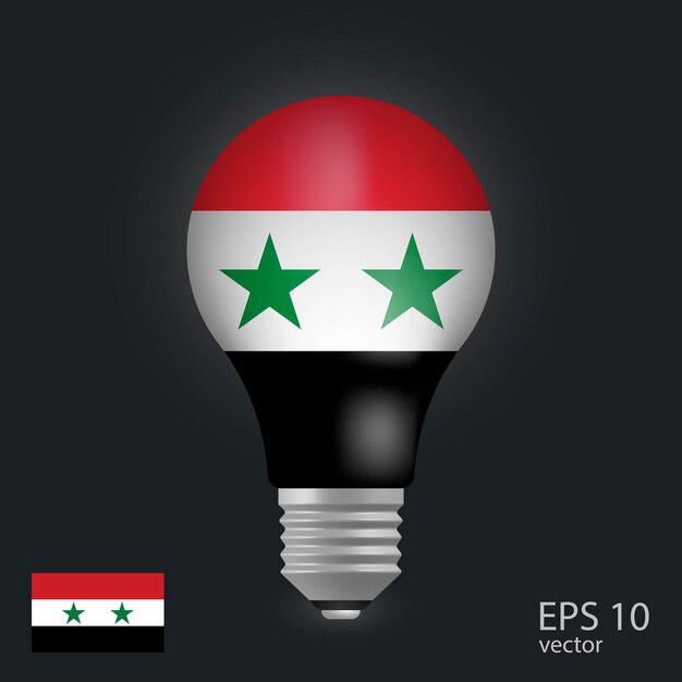 vector light bulb with flag of syria 3d rendering isolated on gray background