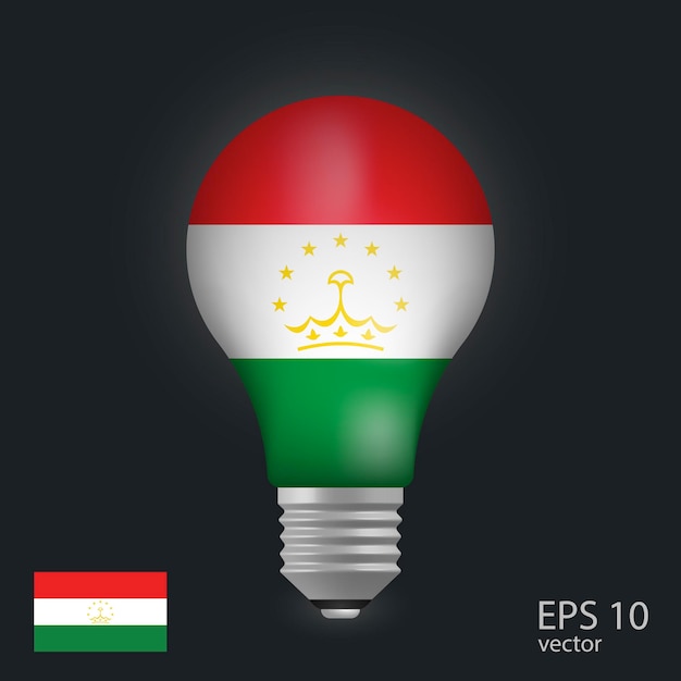 vector light bulb with flag of tajikistan 3d rendering isolated on gray background