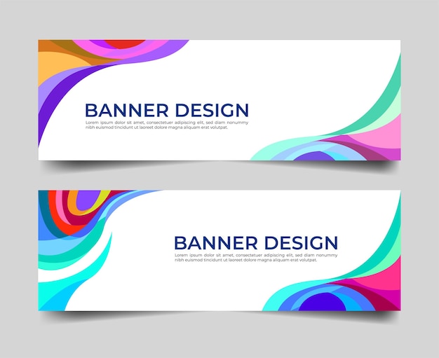 vector modern banners set template design with wave elements