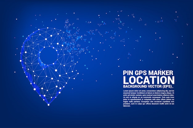 Vector Network Pin mark polygon dot connected line