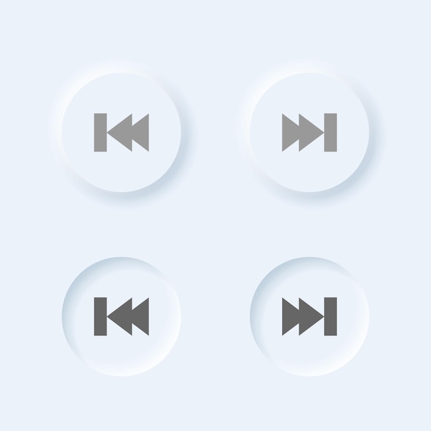 vector neumorphic style music play button set for ui design