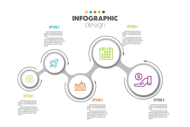 Vector nfographics template diagrams graphs presentations and business concept charts with 5 options
