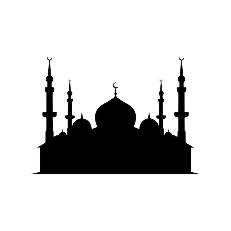 Vektor vector of black silhouette of mosque with fully editable