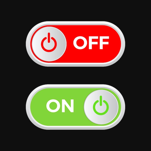 vector on off red and green button design