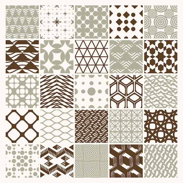 Vector ornamental seamless backdrops set, geometric patterns collection. Ornate textures made in modern simple style.