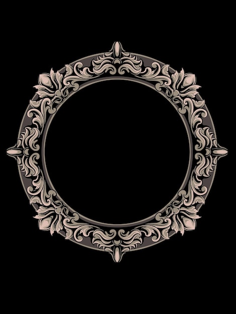vector pattern design or classic engraved style circle frame editable color