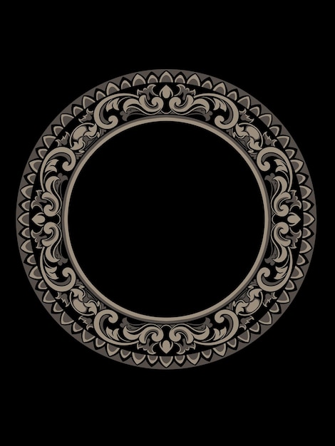 vector pattern design or classic engraved style circle frame editable color