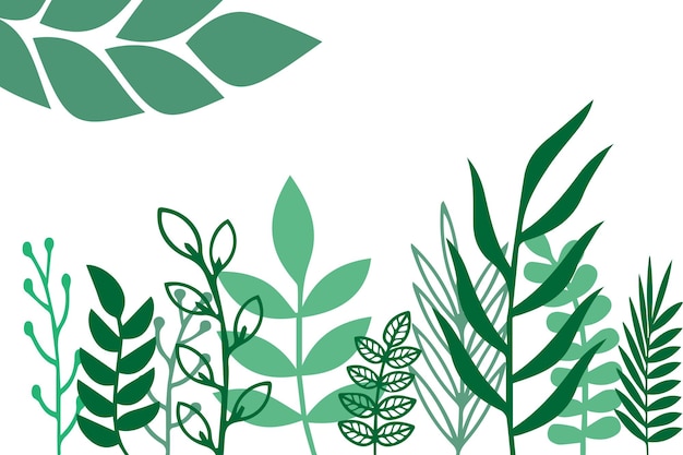 vector poster with branchesgreen leaves on white background